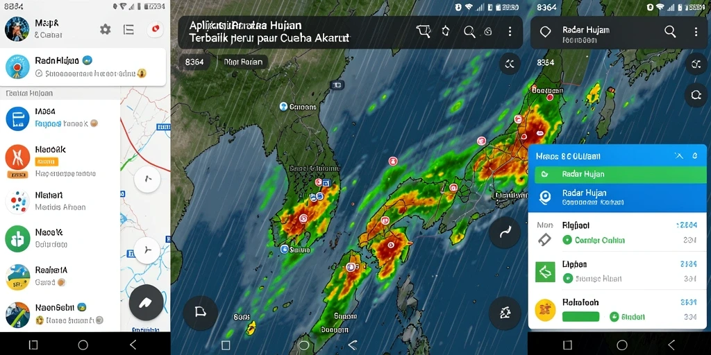 Tampilan antarmuka aplikasi Radar Hujan 8364 yang informatif dan interaktif.