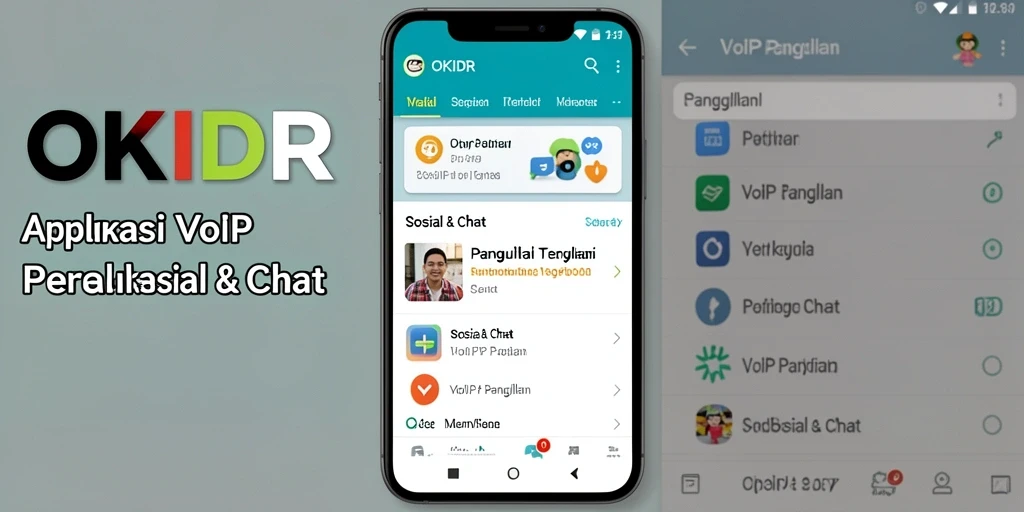 Tampilan antarmuka utama OKIDR dengan fitur VoIP Panggilan yang intuitif.