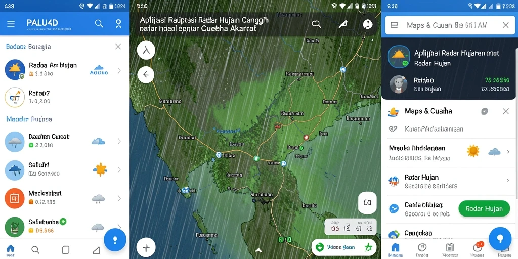 Tampilan antarmuka aplikasi PALU4D dengan informasi Radar Hujan.