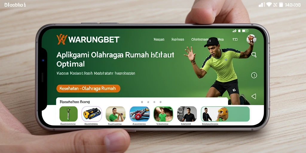 Antarmuka menarik dari aplikasi WARUNGBET yang mendukung olahraga rumah.